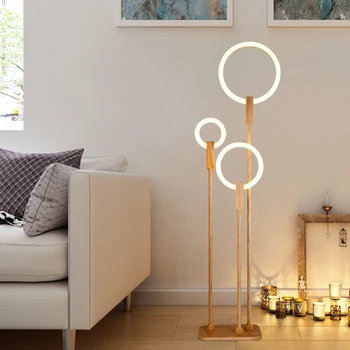 

Wooden floor lamp Nordic LED living room standing lamp modern acrylic home lighting wooden decoration device bedroom floor lamp
