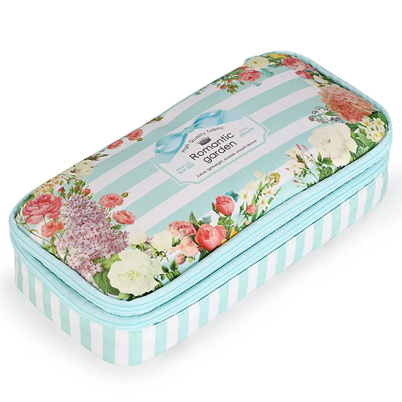 

bon208 Floral Pencil Case with Compartments -High Capacity Double Layers Pencil Pouch Stationery Organizer Multifunction Bag for