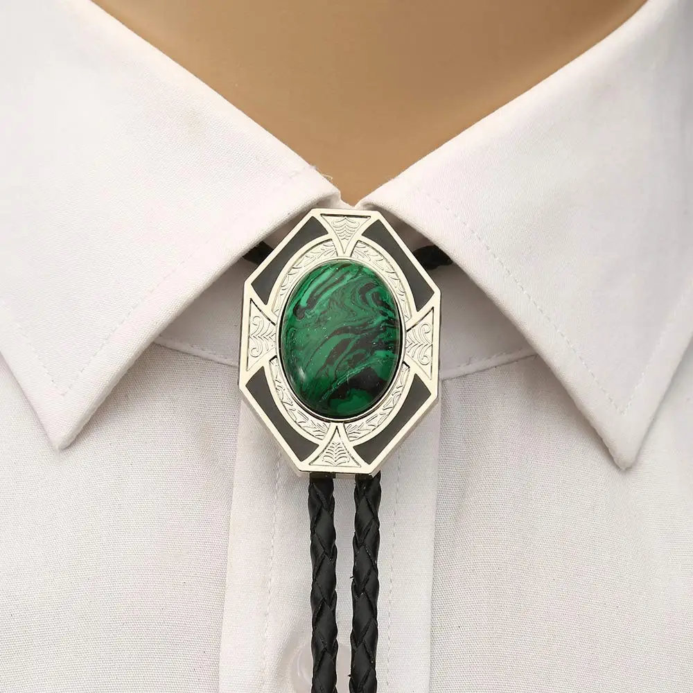 

11 colors six side malchite nature stone bolo tie for man handmakde Indian cowboy western cowgirl zinc alloy necktie