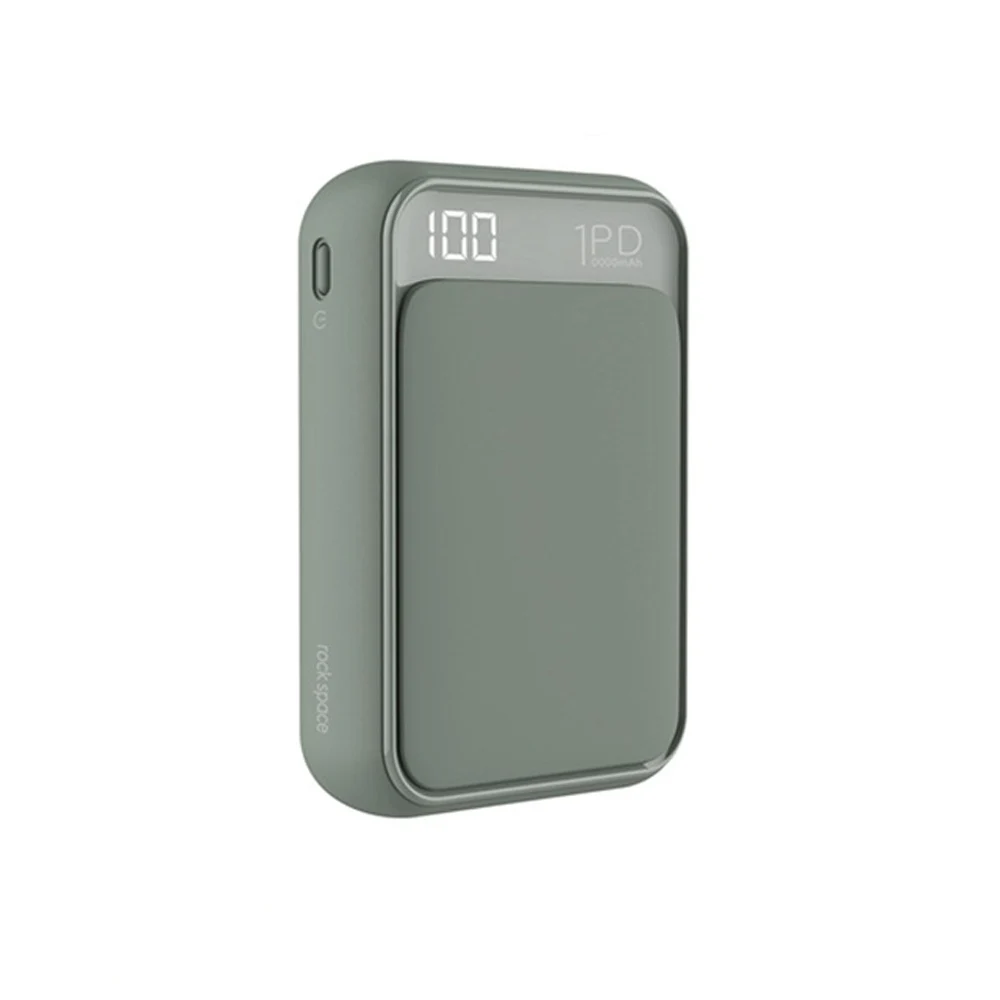 Green ROCK 18W type C PD QC3.0 power Bank 10000mah внешний мини-аккумулятор светодиодный дисплей USB Быстрая Зарядка power bank для iphone 8 X - Цвет: Green