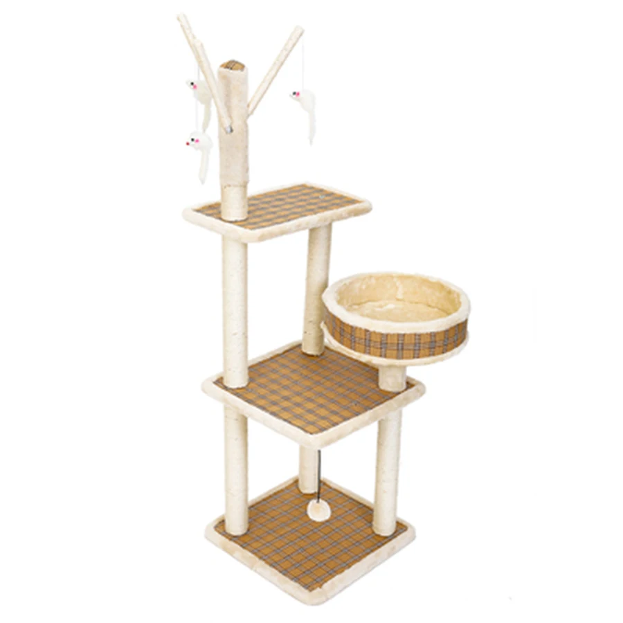 

Cat Scratcher Tree Toy Wood Tower House Condo Furniture Jumping Climbing Funny Set Amusement Gatos Cat Stuff Gift Play 20WG53