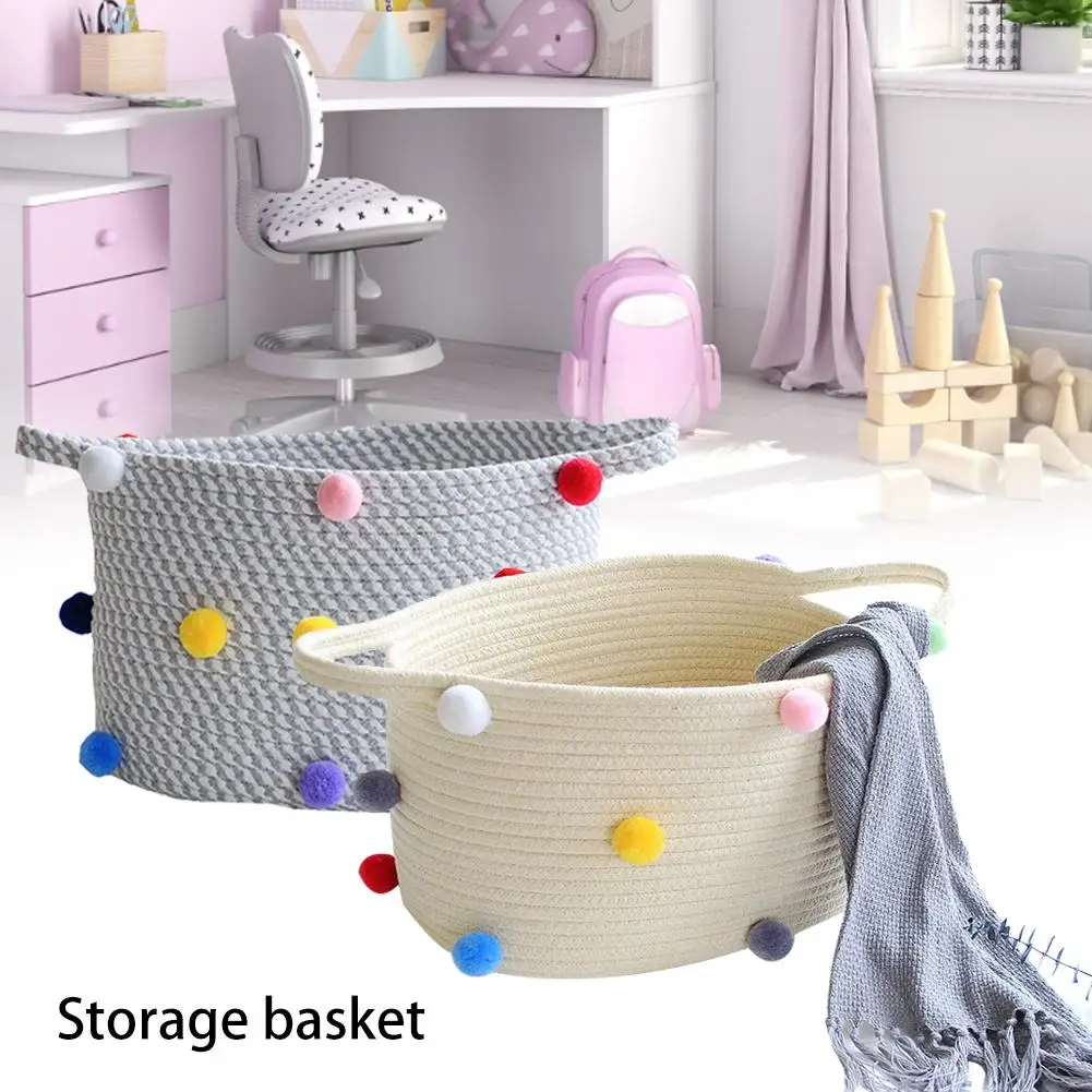 Складная корзина для хранения белья Ins стиль тканая хлопковая веревочная
