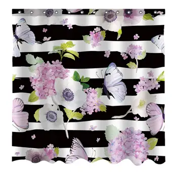 

Tropical Plant Shower Curtain Decor,Colorful Palm Tree Fabric Bathroom Curtains,Waterproof Polyester Bath Curtain Set with Hooks