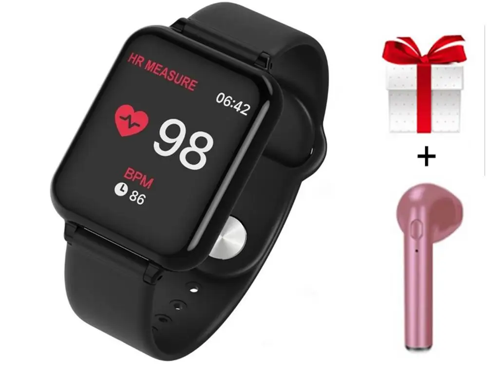 B57, женские умные часы, водонепроницаемые, спортивные, для Iphone, телефона, умные часы, монитор сердечного ритма, функции кровяного давления для детей, pk iwo - Цвет: B57 black i pink