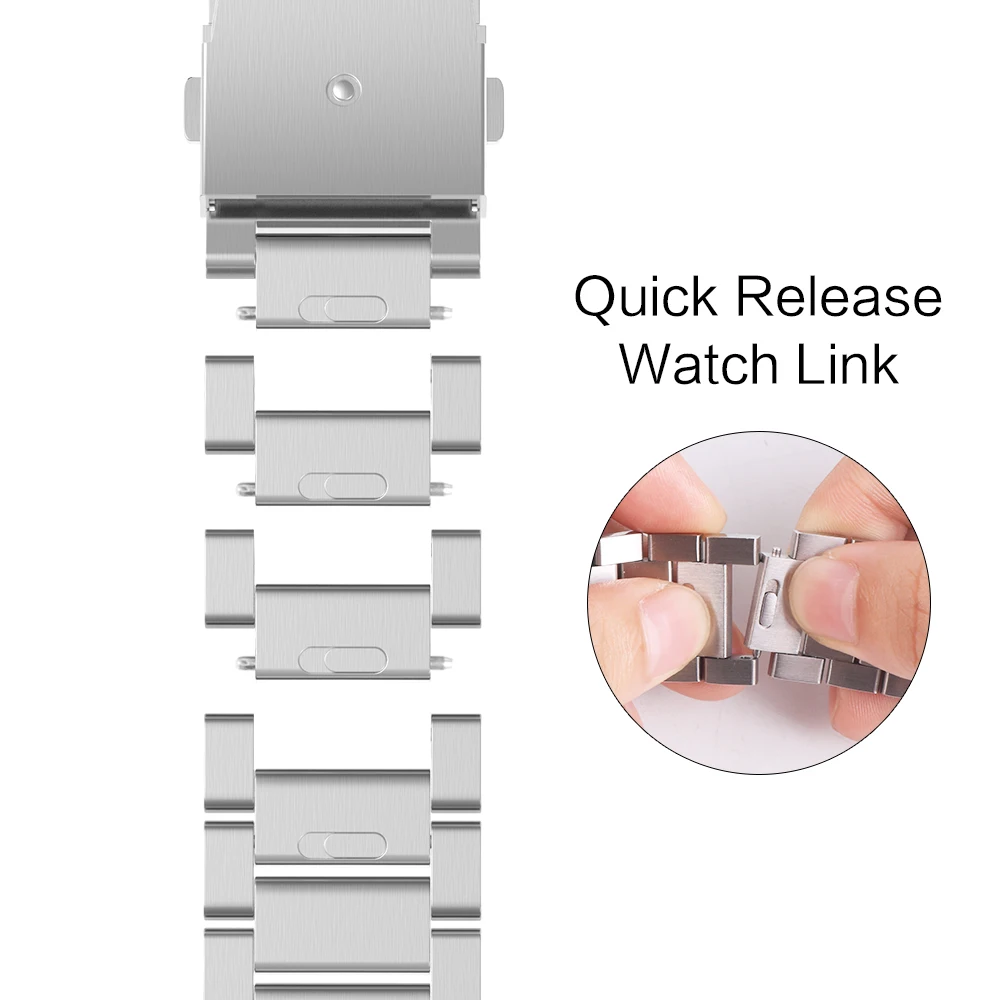 Metal link band For Apple watch 7 45mm 41mm series 6 5 4 SE 44mm 40mm Stainless steel quick release strap for iwatch 3 42mm 38mm