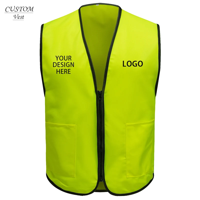 

Custom Printing Logo Wholesale Unisex High Visibility Zipper Front Breathable Safety Vest, Mesh Volunteer Activity Vest