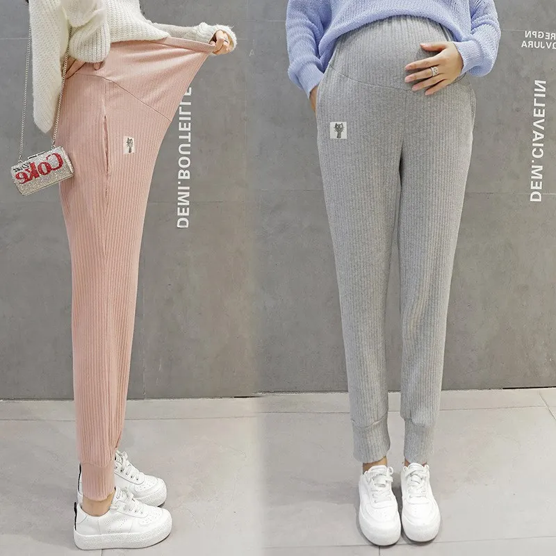 

Skinny Pants Pregnant Period Maternity Clothes Spring And Autumn Trousers Outer Wear Korean-style Cotton Mixed Kitten Loose-Fit