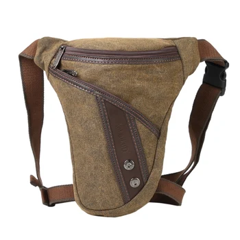 

AOLAILUDI Casual Fashion Motorcycle Rider Drop Leg Bag Men Canvas Travel Male Belt Bum Waist Fanny Pack
