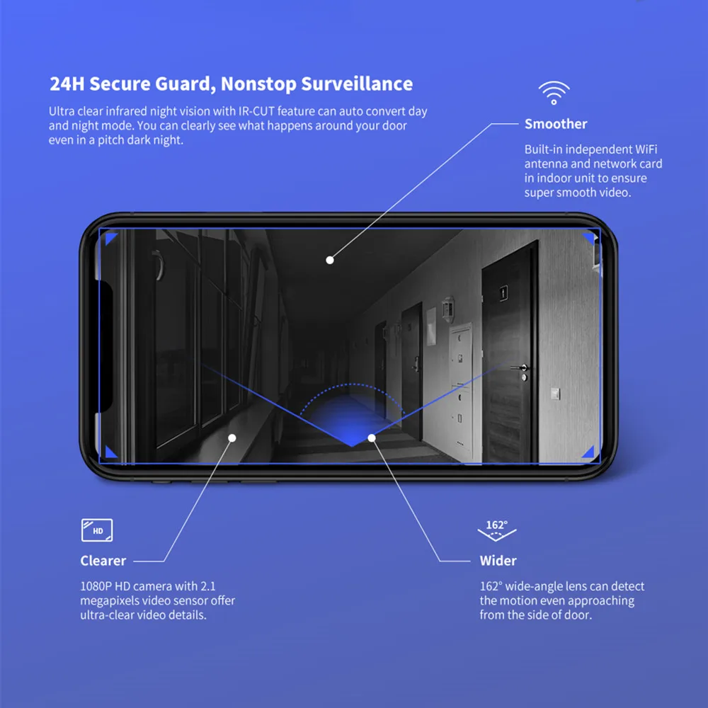 360 D819 1080P умный видео дверной звонок AI распознавание лица IR WiFi видеодомофон облачная записывающая сигнализация беспроводная камера безопасности