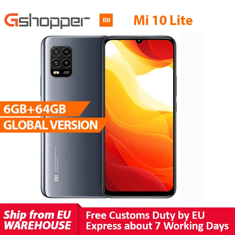 Глобальная версия Xiaomi Mi 10 Lite 5G смартфон 6 ГБ 64 Гб 57 &quotсенсорный экран 4160 мАч
