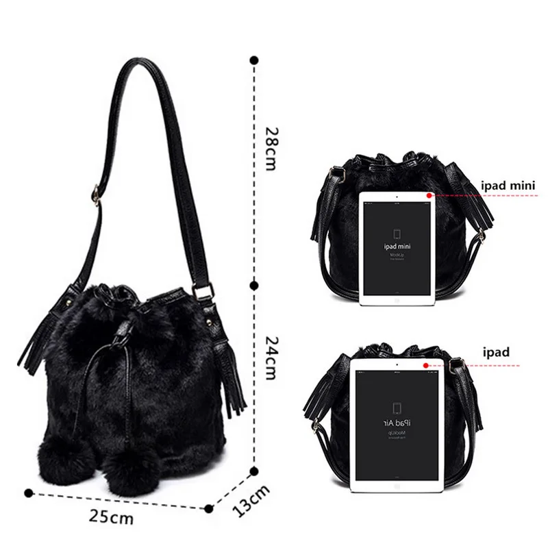 Adisputent, стиль, женская модная сумка через плечо, в полоску, на шнурке, сумка-мешок и меховые сумки через плечо, сумочка