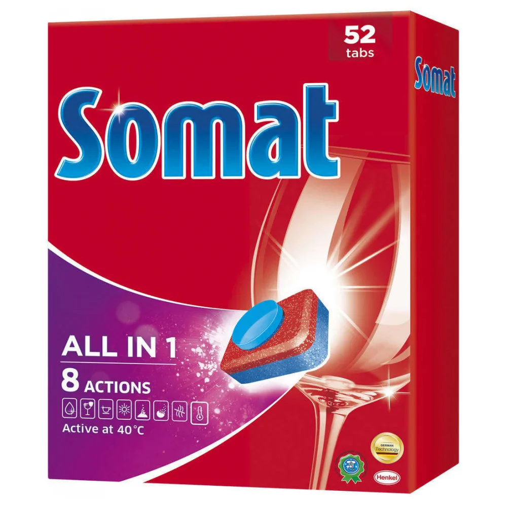 Таблетки для посудомоечной машины «Всё в одном» Somat, 52 шт