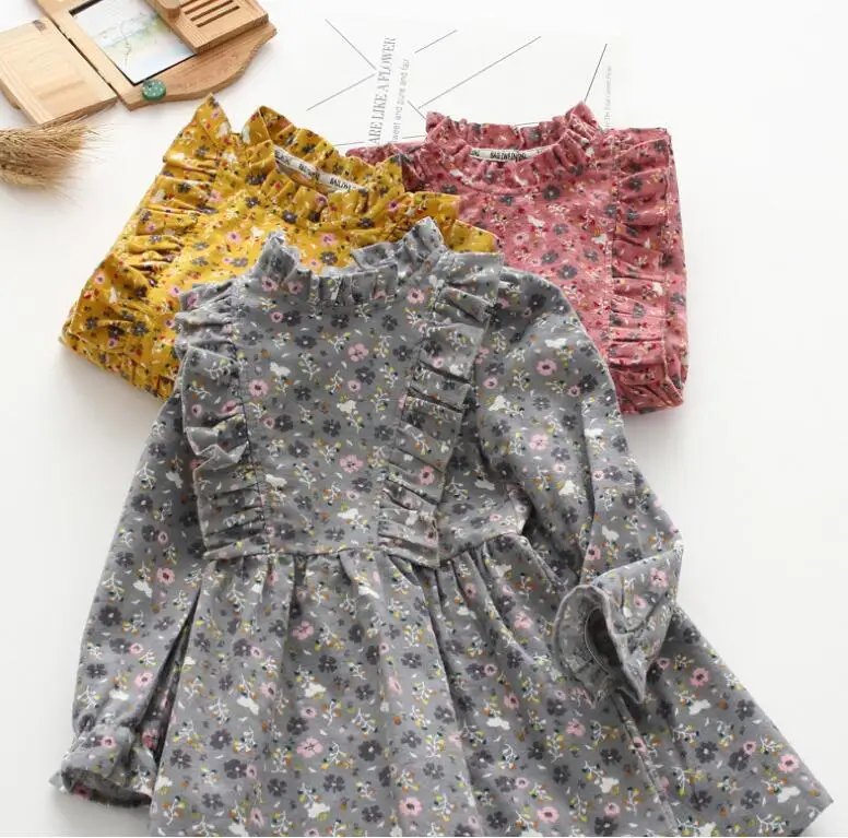 Платье с цветочным рисунком в Корейском стиле для девочек модные весенние платья для девочек 3-8 лет, HJ528