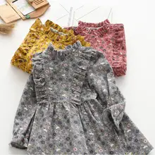 Платье с цветочным рисунком в Корейском стиле для девочек модные весенние платья для девочек 3-8 лет, HJ528