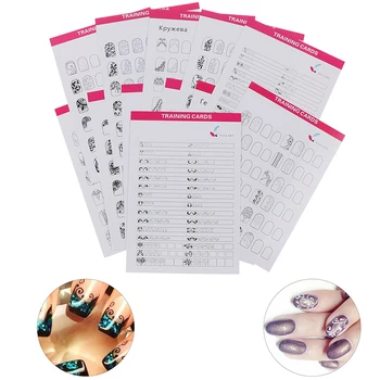 

12pcs/set Nail Art Training Practice Book Lines Drawing Painting Learning Template Easy To Clean Can Be Reused For Beginner