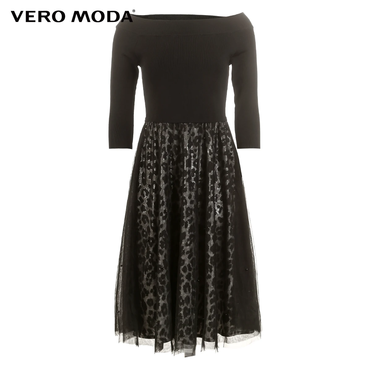 Vero Moda женское леопардовое трикотажное платье средней длины на подкладке | 319146536