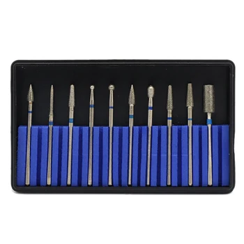 

10Pcs Diamond Drill Bits Set Electric Machine Rotate Cuticle Cleaning Burr Polishing Tools Cutters Accessory Tool