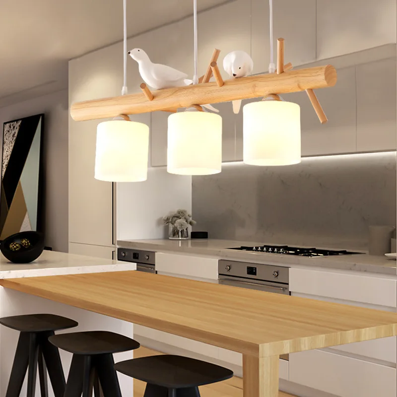 Originality Personality Birdie Restaurant A Chandelier Northern Europe Concise Modern Dining Room Table Lamp Solid Wood Led | Лампы и