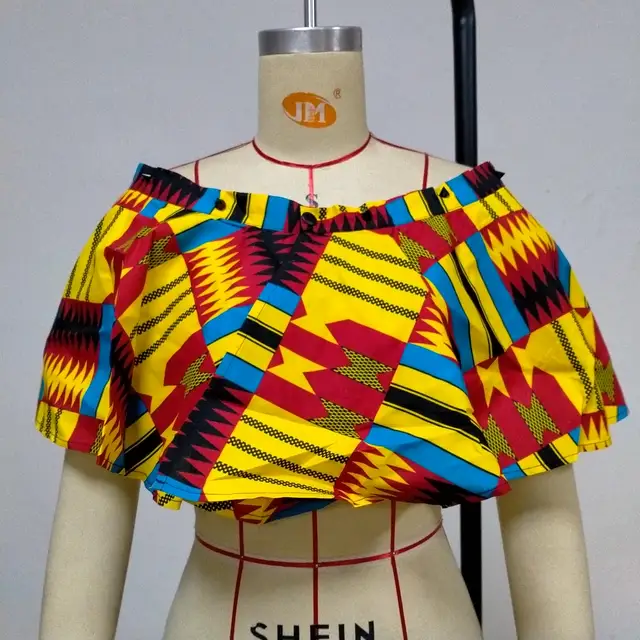 New African Women's Dress National Characteristics Batik Printed Polyester Half Skirt Short Dress Dress as picture