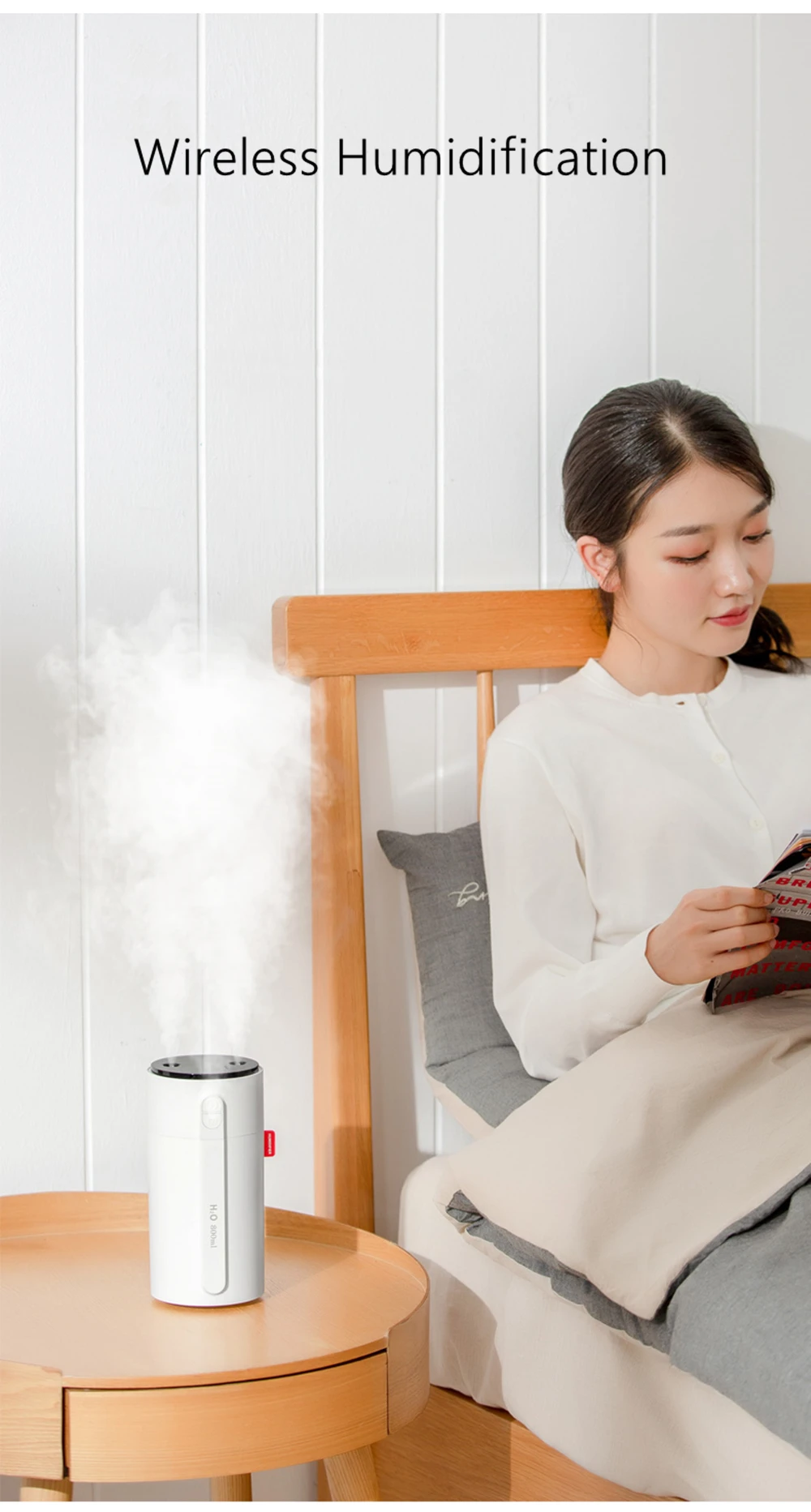 800ml Wireless Aromatherapy Diffuser Humidifier 2000mAh Battery Rechargeable Essential Oil Diffuser Air Humidifier For Home Car