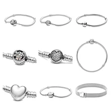 925 пробы Серебряный бусина с зажимом браслеты для женщин подходят оригинальные рефлексии и сделай сам браслет из бусин амулеты Женские Модные Ювелирные изделия Подарки
