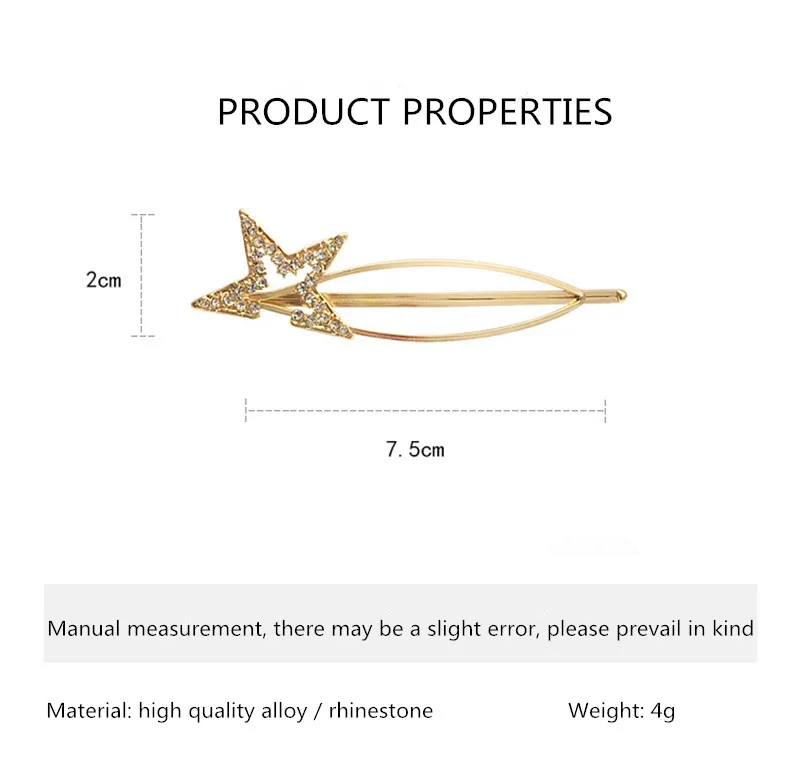 Модная простая заколка для волос с кристаллами Женская пятиконечная звезда имитация жемчуга челка заколка для волос темперамент леди заколка для прически