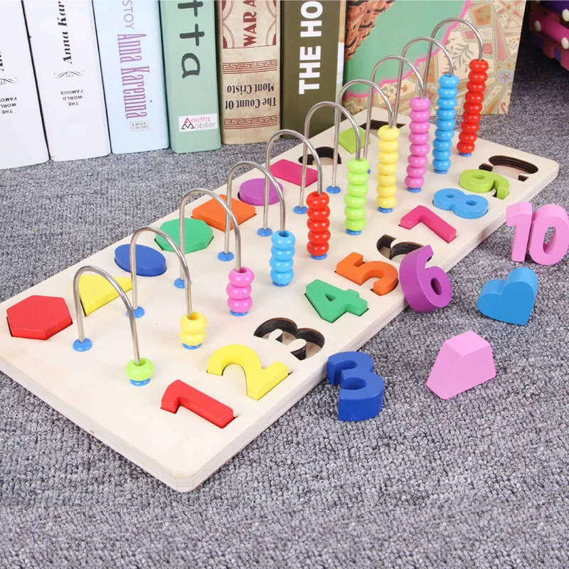 

Kids Wooden Montessori Toys Early Math Educational Learning Tool Count Bead Shape Digital Intelligence Development Children Toy