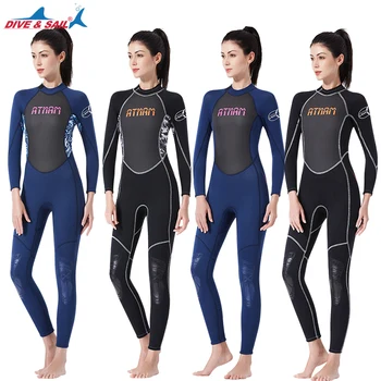 

DIVE & SAIL 3MM Neoprene Wetsuit Women Warm One Piece Back Zip Wet Suit Keep Warm Surfing Spearfishing Camo Patchwork Wetsuit
