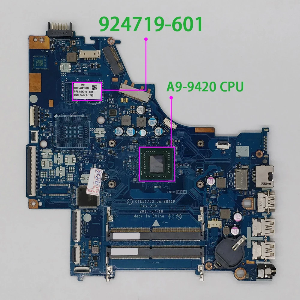 924719-601 924719-001 CTL51/53 LA-E841P UMA w A9-9420 CPU for HP 15 15-BW 15Z-BW000 Series Laptop PC Motherboard Mainboard | Компьютеры и