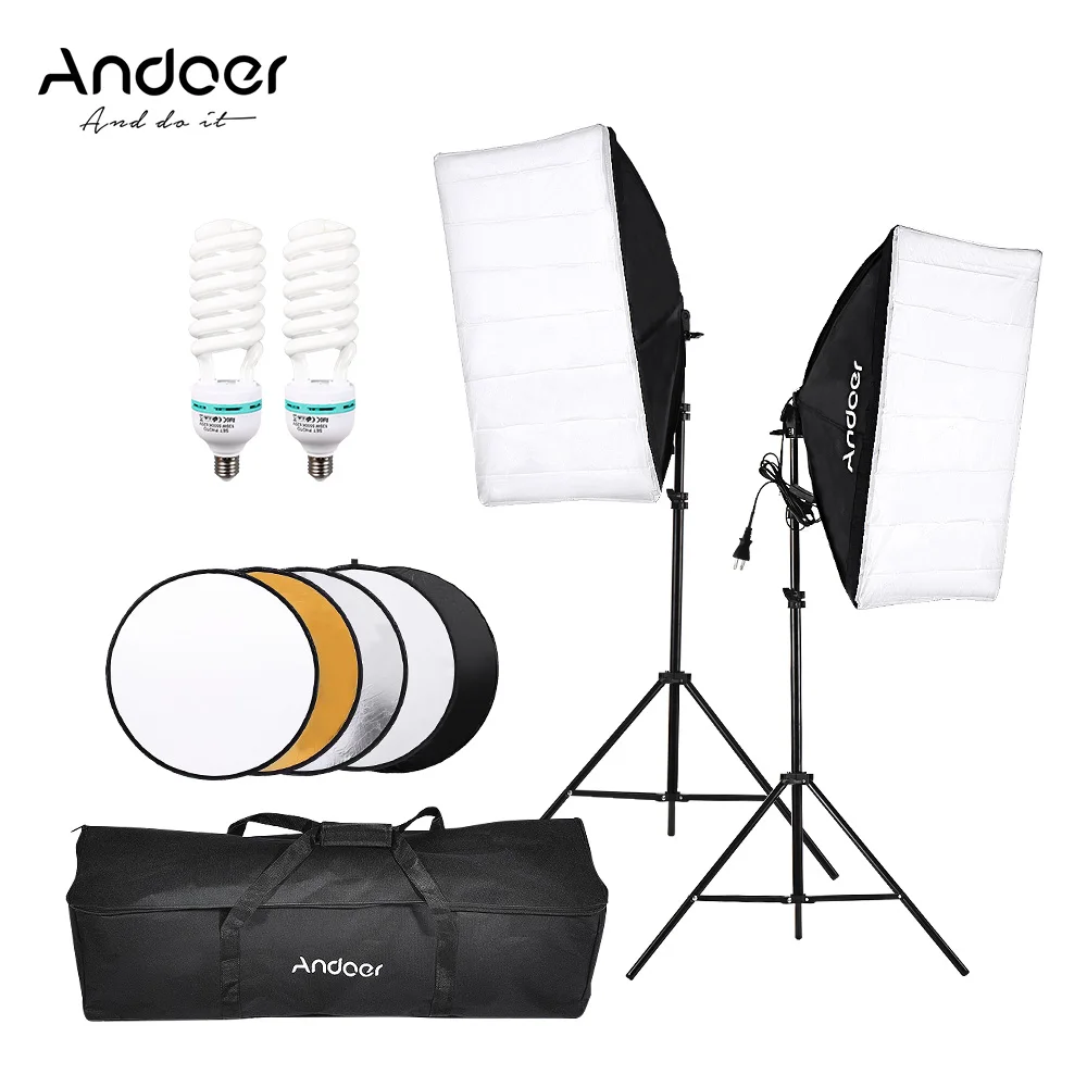 

Andoer Photography Studio Softbox Lighting Tent Kit Photo Video Equipment with 5500K Color Temperature for Portrait Wedding