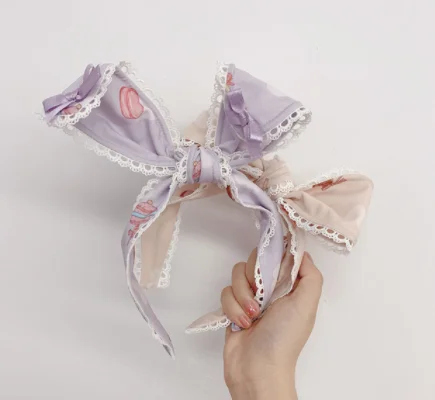 purple headwear Милое платье принцессы в стиле Лолиты; платье в стиле ретро с кружевным бантом и милым принтом; платье с высокой талией в викторианском стиле; kawaii; вечерние платья в стиле готической Лолиты для девочек; jsk - Цвет: purple headwear