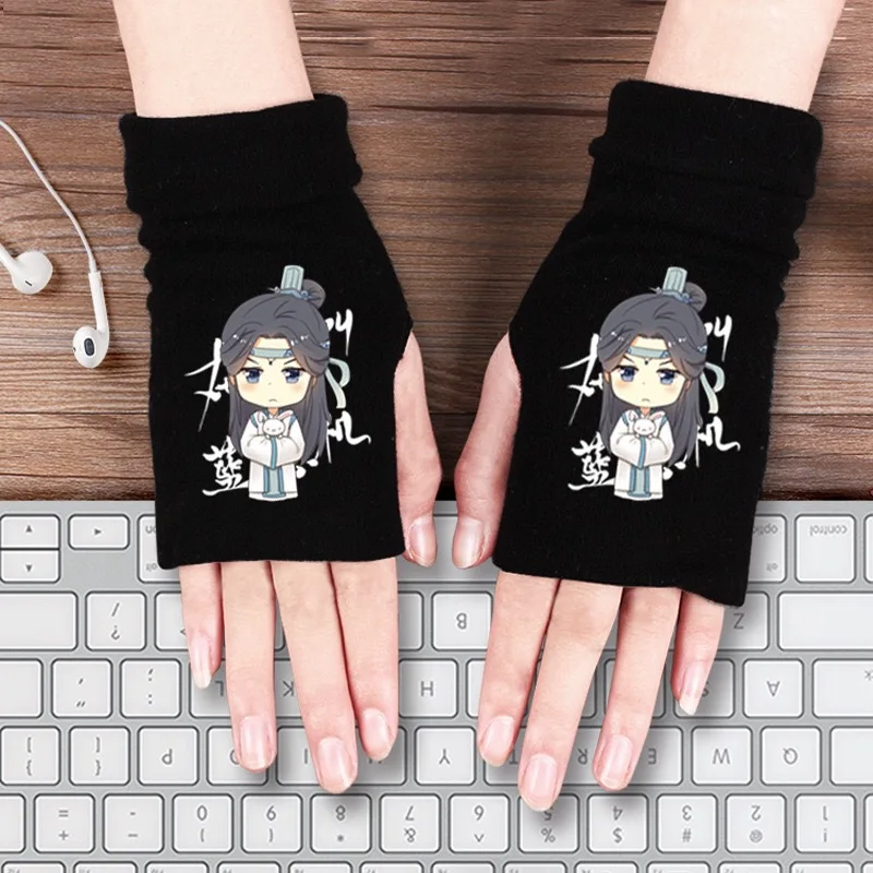 5 Grandmaster Demonic культивирование перчатки Wei Wuxian Lan Wangji Tokisaki Kurumi идентичность V Tian Guan Ci Fu зимние теплые Половина перчатки - Цвет: 5