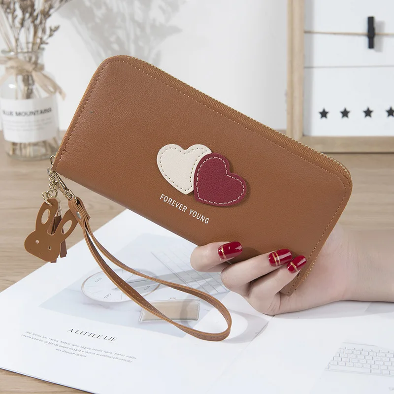Brown Luxary модные женские туфли женские кошельки карман из искусственной кожи сердца леди Сумки денег, с отделение для монет на молнии; Новая женская обувь сумки б - Цвет: Brown
