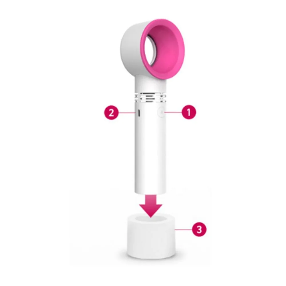 Zero 9 USB Rechargeable Portable Bladeless Fan Handheld Mini Cooler No Leaf Handy Fan With 3 Fan Speed Level LED Indicator