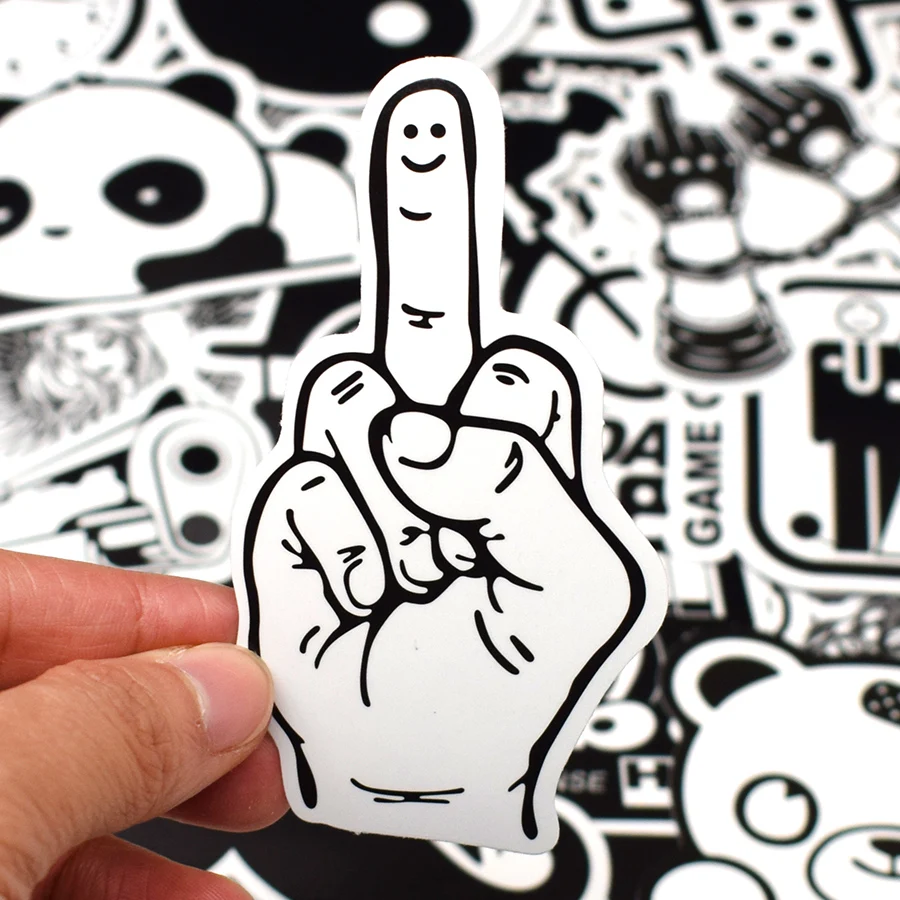 150 PCS Graffiti Black and White Stickers Punk Random Style Funny Sticker Kids Toys to DIY Skateboard Laptop Suitcase Bike Car