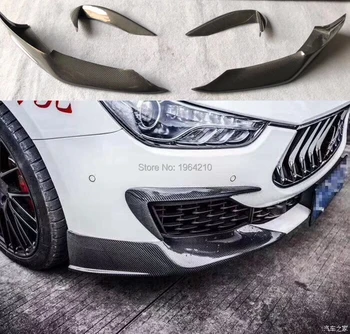 

4Pcs/set Car Carbon Fiber Front Corner Bumper Lip Diffuser Protector Fog light eyebrow for Maserati Ghibli 3.0T S Q4 2014 2015