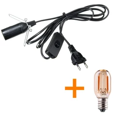 Adjustable Dimmer Cord for Himalayan Salt Lamps with E14 Socket and EU Plug (Black ON OFF T22G)