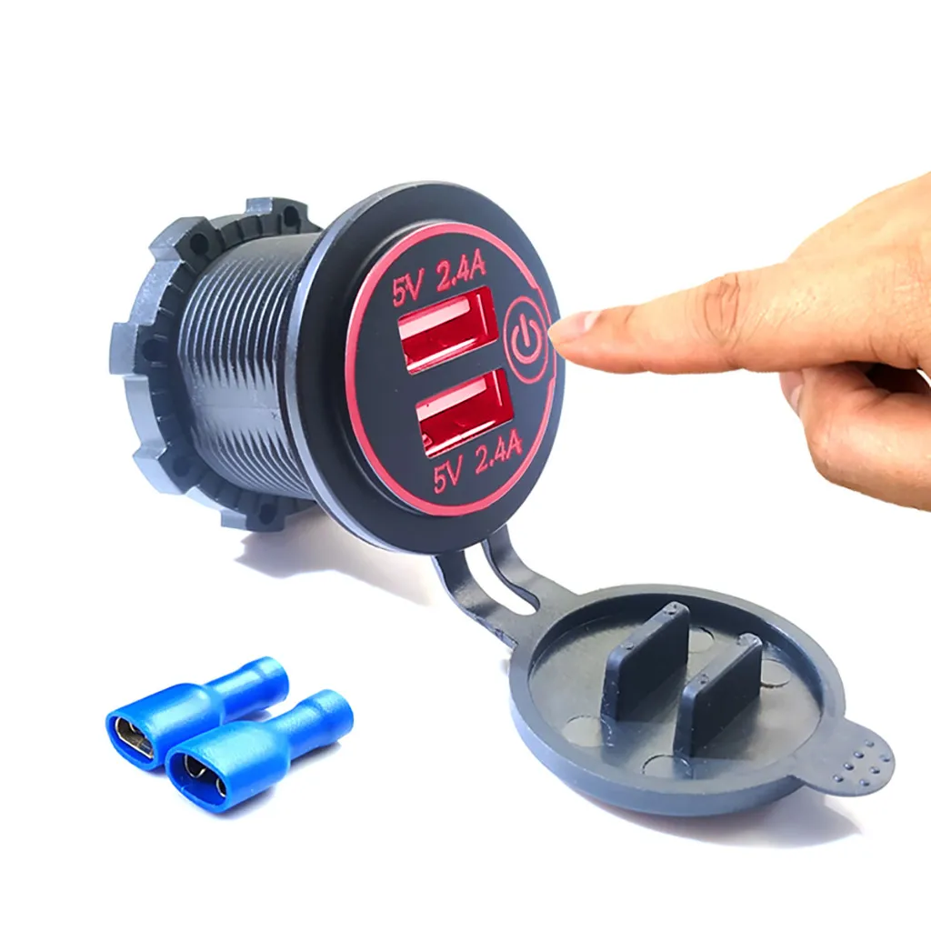Автомобильный usb Зарядное устройство 12 V-24 V Водонепроницаемый 3.1A& 4.2A& 4.8A Dual USB быстрой Зарядное устройство гнездо Мощность розетка с сенсорным переключателем для iPhone - Название цвета: Red