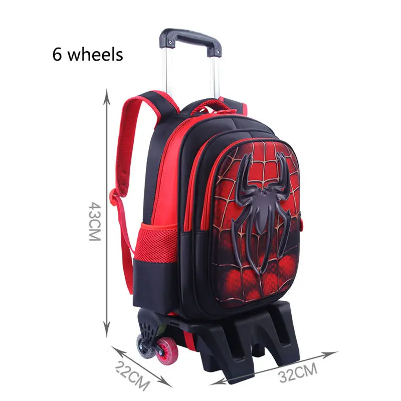 6 wheels Школьный рюкзак летучая мышь тележка 6 Колесная сумка сильный Upstair Водонепроницаемый Колесный детский школьный мешок с колесами детский Багаж для девочек - Цвет: 6 wheels