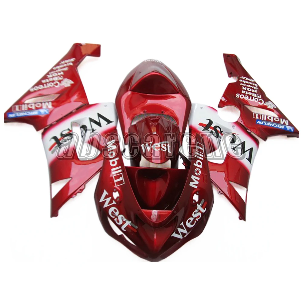 Впрыска полный комплект обтекателя для Kawasaki ZX6R ZX-6R 2005 2006 05 06 ABS пластиковый мотоциклетный кузов West Candy красный белый Cowlings