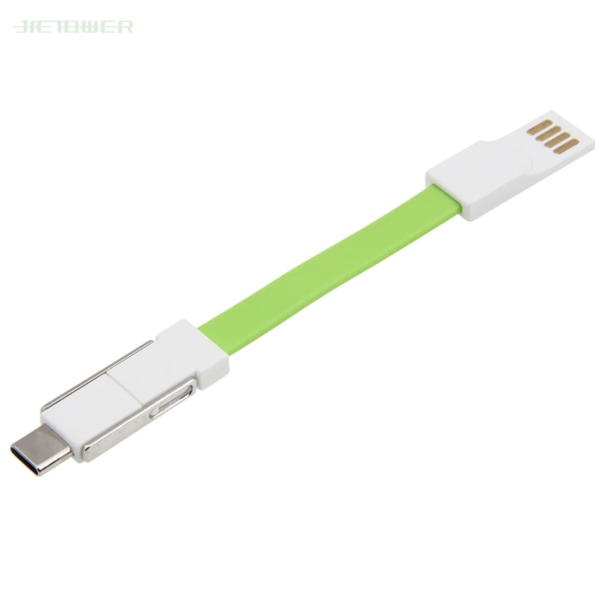 100 шт/партия 3 в 1 USB кабель плоский провод с кольцом для ключей для IPhone Быстрый зарядный кабель для sony Micro usb type C кабели зарядный шнур - Цвет: Зеленый