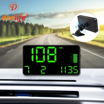 

Deelife Car HUD Head Up Display Digital Speed Odometer Alarm KMh MPH GPS Speedometer Windshield Universal for Moto Motorcycle