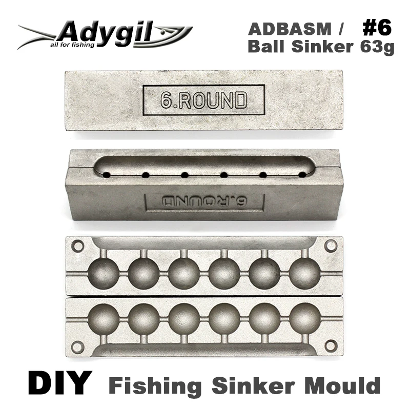 Adygil DIY рыболовный шар грузило прессформы ADBASM/#6 шариковый грузило 63 г 6 полостей