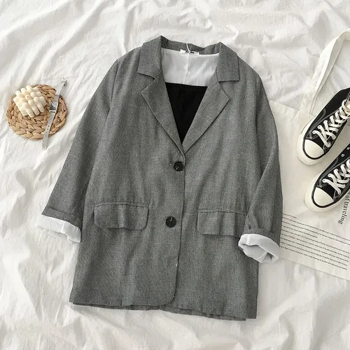 black coat Neploe/Корейский модный однобортный женский пиджак с зазубренным воротником и Блейзер Женский Повседневный костюм пальто осенняя верхняя одежда - Цвет: black coat
