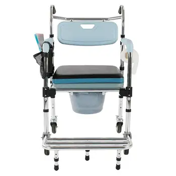 

4 in 1 Multifunctional Aluminum Elder People Disabled People Pregnant Women Commode Chair Bath Chair Light Blue ship from US