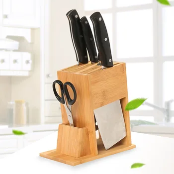 

Bamboo Knife Holder Storage Rack Kitchen Tools Container Accessories Slicing Fruit Chef Knives Scissor Organizer