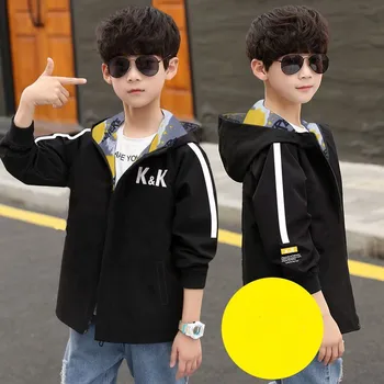 

Boy's jacket spring 2020 new middle and university children's spring and autumn models boys sports both sides wear elementary sc