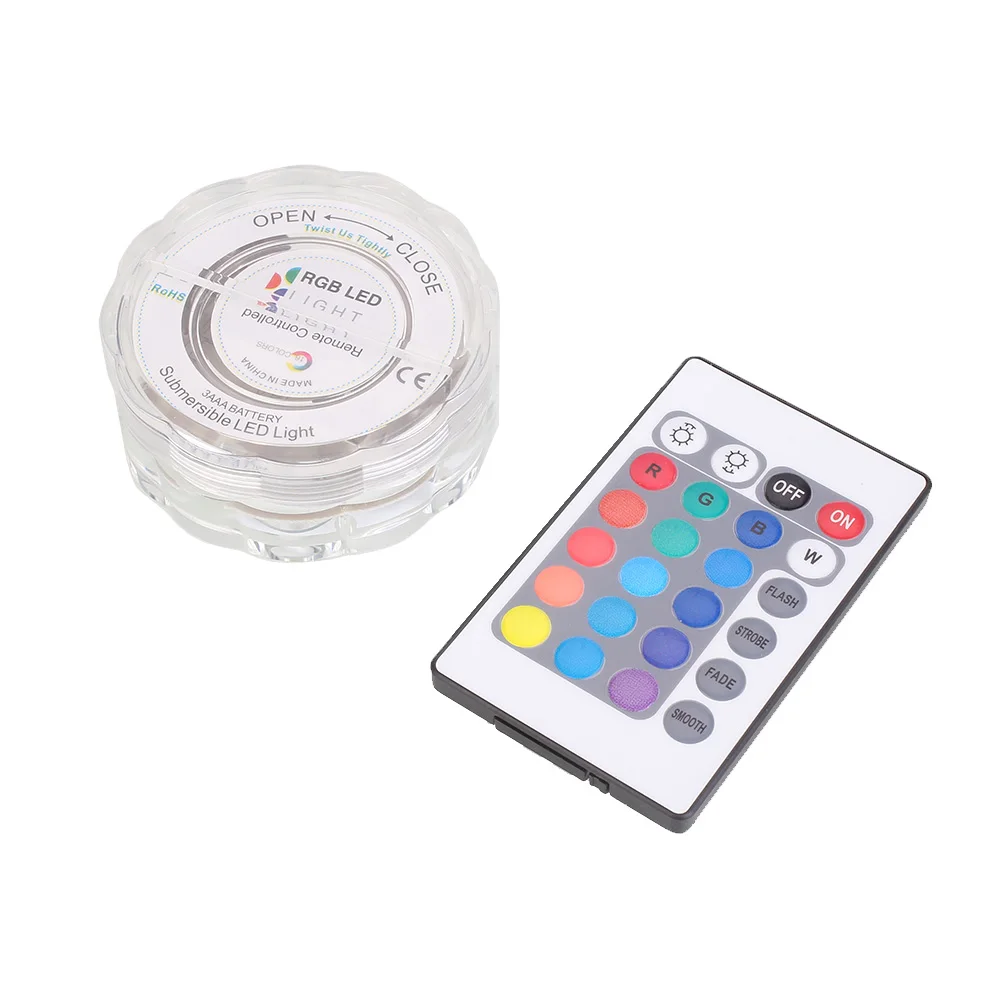 

10 LED Light Waterproof Floral Lamp Submersible LED +Remote Underwater