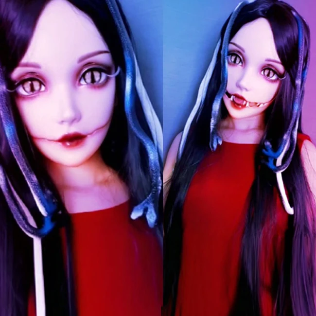 Mei) женская маска Kigurumi со змеиным узором для девочек, полуголова кигуруми, BJD глаза в стиле японского аниме, ролевая маска Лолиты, кроссдресс, кукла