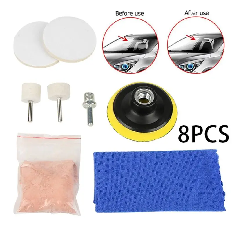 8pcs Car Polish Glass Windshield Polishing Kit Scratch Removal Auto